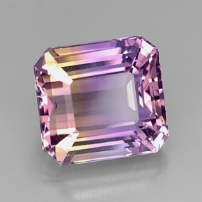 Ametrina naturale bicolore da 11,17 ct, taglio smeraldo, VVS