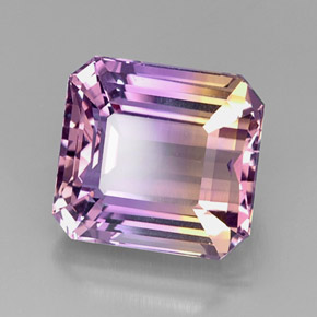 Ametrina naturale bicolore da 11,17 ct, taglio smeraldo, VVS