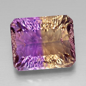 Ametrina naturale bicolore da 14,23 ct, taglio smeraldo, VVS