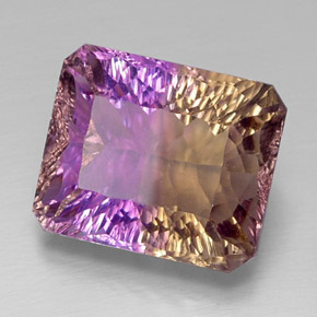 Ametrina naturale bicolore da 14,23 ct, taglio smeraldo, VVS