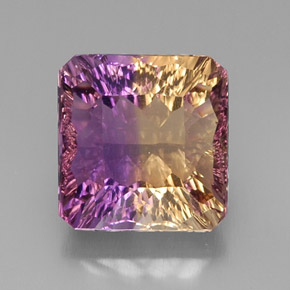 Ametrina naturale bicolore da 11,34 ct, taglio smeraldo, VVS