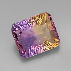 Ametrino Bicolore naturale da 9.67 ct, Taglio smeraldo, VVS