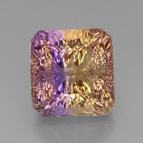 Ametrina naturale bicolore da 12,72 ct, taglio smeraldo, VVS
