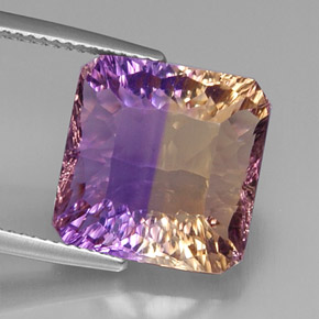 Ametrina naturale bicolore da 11,58 ct, taglio smeraldo, VVS