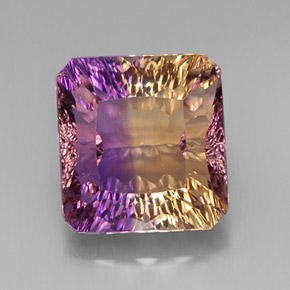 Ametrina naturale bicolore da 10,38 ct, taglio smeraldo, VVS