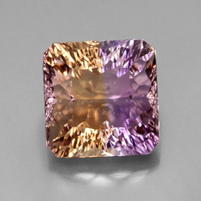 Ametrina naturale bicolore da 9,03 ct, taglio smeraldo, VVS