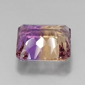 Ametrina naturale bicolore da 10,76 ct, taglio smeraldo, VVS