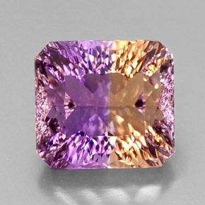 Ametrina naturale bicolore da 13,58 ct, taglio smeraldo, VVS
