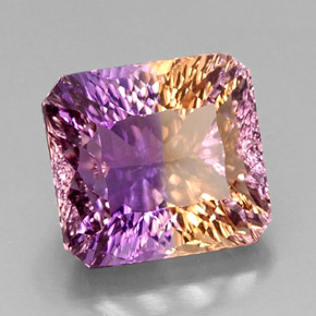 Ametrina naturale bicolore da 13,58 ct, taglio smeraldo, VVS