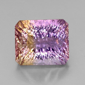 Ametrina naturale bicolore da 14,73 ct, taglio smeraldo, VVS-VS
