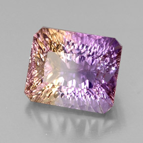 Ametrina naturale bicolore da 14,73 ct, taglio smeraldo, VVS-VS