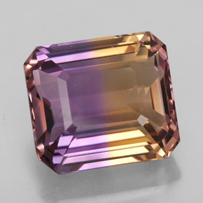 Ametrina naturale bicolore da 9,08 ct, taglio smeraldo, IF
