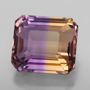 Ametrina naturale bicolore da 9,08 ct, taglio smeraldo, IF