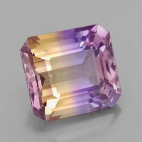 Ametrina naturale bicolore da 6,91 ct, taglio smeraldo, VVS