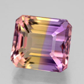 Ametrina naturale bicolore da 7,14 ct, taglio smeraldo, VVS