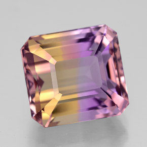 Ametrina naturale bicolore da 7,14 ct, taglio smeraldo, VVS