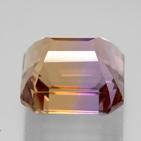 Ametrina naturale bicolore da 10,74 ct, taglio smeraldo, VVS