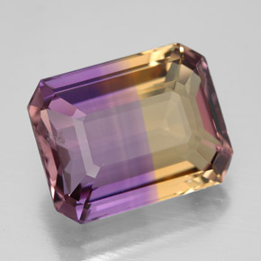 Ametrino Bicolore naturale da 9.07 ct, Taglio smeraldo, VVS
