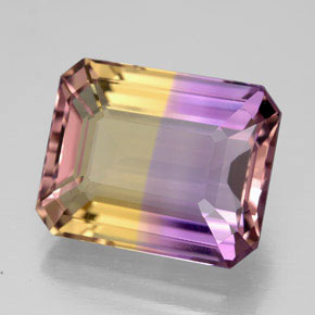 Ametrino Bicolore naturale da 8.63 ct, Taglio smeraldo, IF