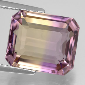 Ametrina naturale bicolore da 7,85 ct, taglio smeraldo, VVS