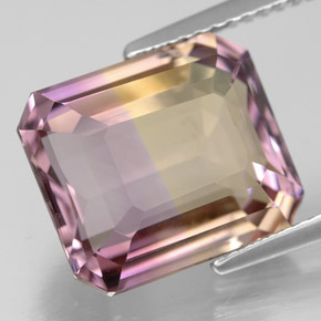 Ametrina naturale bicolore da 7,85 ct, taglio smeraldo, VVS