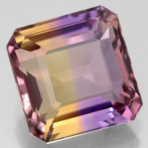 Ametrina naturale bicolore da 10,74 ct, taglio smeraldo, VVS-VS