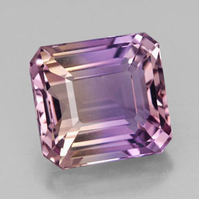 Ametrina naturale bicolore da 9,87 ct, taglio smeraldo, VVS