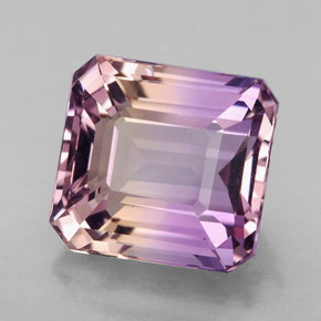 Ametrina naturale bicolore da 9,87 ct, taglio smeraldo, VVS