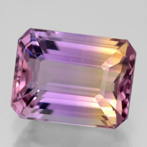 Ametrino Bicolore naturale da 6.42 ct, Taglio smeraldo, VVS