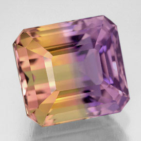 Ametrina naturale bicolore da 10,62 ct, taglio smeraldo, VVS