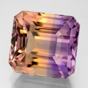 Ametrina naturale bicolore da 10,62 ct, taglio smeraldo, VVS