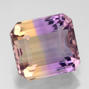 Ametrina naturale bicolore da 6,61 ct, taglio smeraldo, VVS