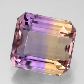 Ametrina naturale bicolore da 6,61 ct, taglio smeraldo, VVS