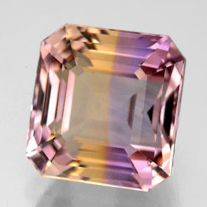Ametrino Bicolore naturale da 9.29 ct, Taglio smeraldo, VVS