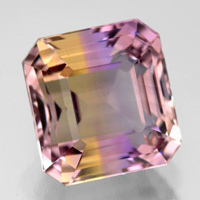 Ametrino Bicolore naturale da 9.29 ct, Taglio smeraldo, VVS