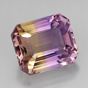 Ametrina naturale bicolore da 8,32 ct, taglio smeraldo, VVS