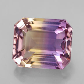 Ametrina naturale bicolore da 8,32 ct, taglio smeraldo, VVS