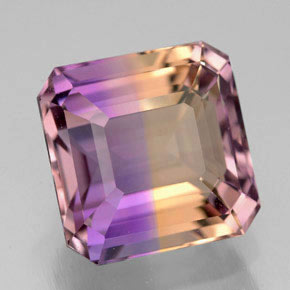 Ametrina naturale bicolore da 5,91 ct, taglio smeraldo, VVS