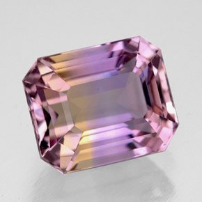 Ametrina naturale bicolore da 5,90 ct, taglio smeraldo, VVS