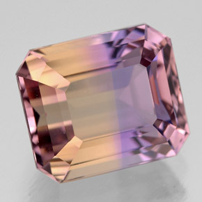 Ametrina naturale bicolore da 8,48 ct, taglio smeraldo, VVS