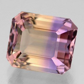 Ametrina naturale bicolore da 8,48 ct, taglio smeraldo, VVS