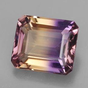 Ametrina naturale bicolore da 10,02 ct, taglio smeraldo, VVS