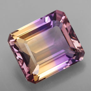 Ametrina naturale bicolore da 10,02 ct, taglio smeraldo, VVS