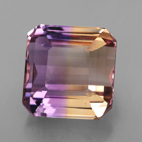 Ametrino Bicolore naturale da 7.60 ct, Taglio smeraldo, VVS