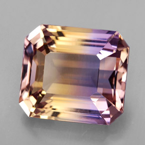 Ametrina naturale bicolore da 8,16 ct, taglio smeraldo, VVS