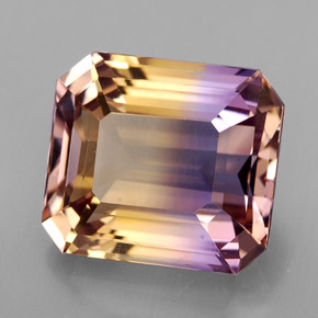 Ametrina naturale bicolore da 8,16 ct, taglio smeraldo, VVS