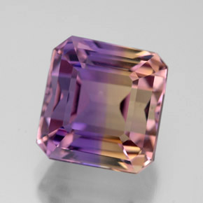Ametrina naturale bicolore da 6,30 ct, taglio smeraldo, VVS