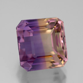 Ametrina naturale bicolore da 6,30 ct, taglio smeraldo, VVS