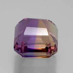 Ametrina naturale bicolore da 6,30 ct, taglio smeraldo, VVS