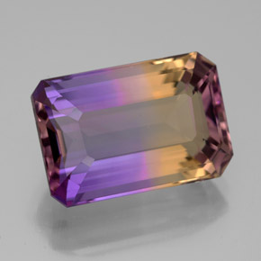 Ametrina naturale bicolore da 6,91 ct, taglio smeraldo, VVS